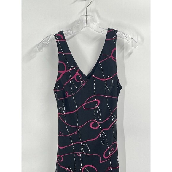 Mary McFaddon Couture 90s Y2K Maxi Slip Dress Black Pink Sz 6 - Picture 3 of 5